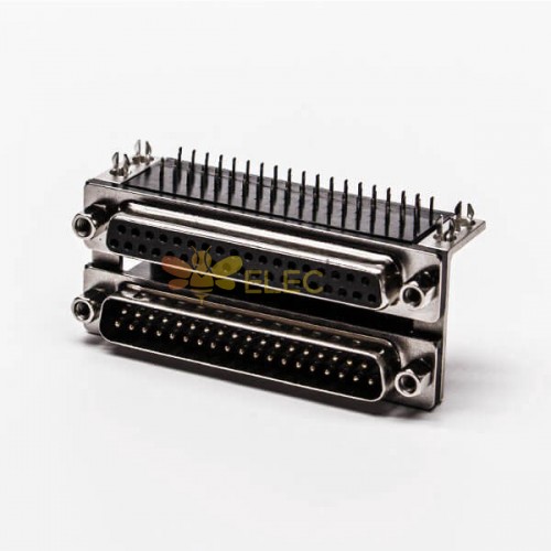 37針 D-Sub 孔型插座CD81型雙層公對母彎式連接器接PCB板