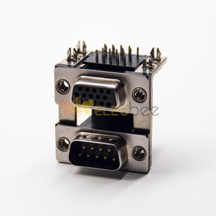 雙層d sub連接器母頭15針公頭9針彎式插板接PCB板