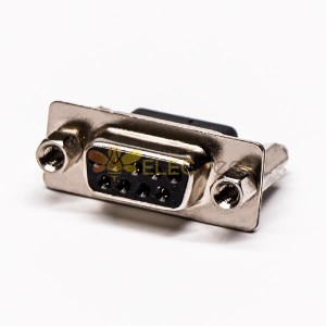 9 Pin D sub Conector Feminino Straight Machined Pin Através do buraco para pcb montagem