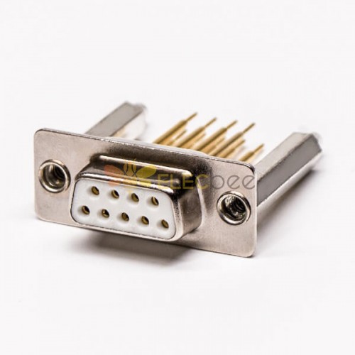 D sub 9 Pin Female Connector 180° Through Hole staking Type