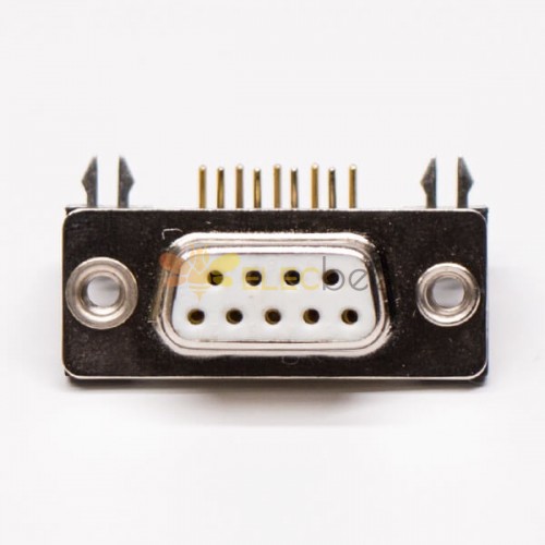 Connecteur sub D 9 broches femelle à angle droit harpon à travers le trou pour montage sur circuit imprimé 20 pièces
