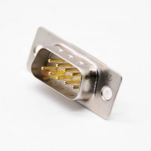 Machined D Sub 9 Pin Male Connectors Two Rows Nickel Plating Straight Solder Cup