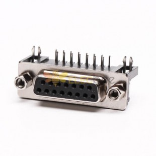 15 Pin D Sub Female Connector Right Angle Staking Type pour PCB Mount