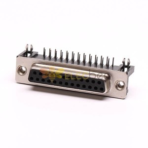 D-Sub连接封装25针90°焊板铆合接PCB板