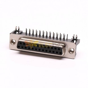 스탬핑 핀이 있는 PCB용 25핀 D 서브 암 커넥터 RA 솔더 타입