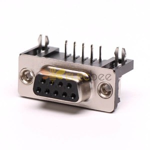 D-Sub 9鉚線式彎角焊板鉚鎖接PCB板連接器