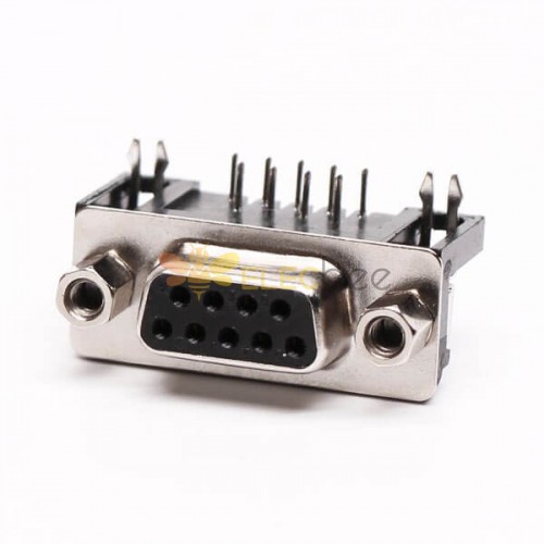 9 Pin Female Solder D Sub Connector RA Solder Type pour PCB avec pin estampillé