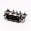 D-Sub15连接器插座公头弯式90°黑胶铆锁接PCB板 20pcs