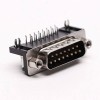 D-Sub15連接器插座公頭彎式90°黑膠鉚鎖接PCB板