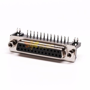 PCB Montaj için D Alt 25 Pin Dişi Konnektör Dik Açılı Lehim Tipi
