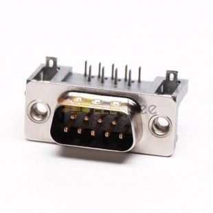 D-Sub 9针公插芯直角穿孔接PCB板连接器