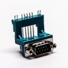 Top D Sub 9 Pin Solder Connector Male Grenn R/A Elevated Type for PCB Mount 20pcs