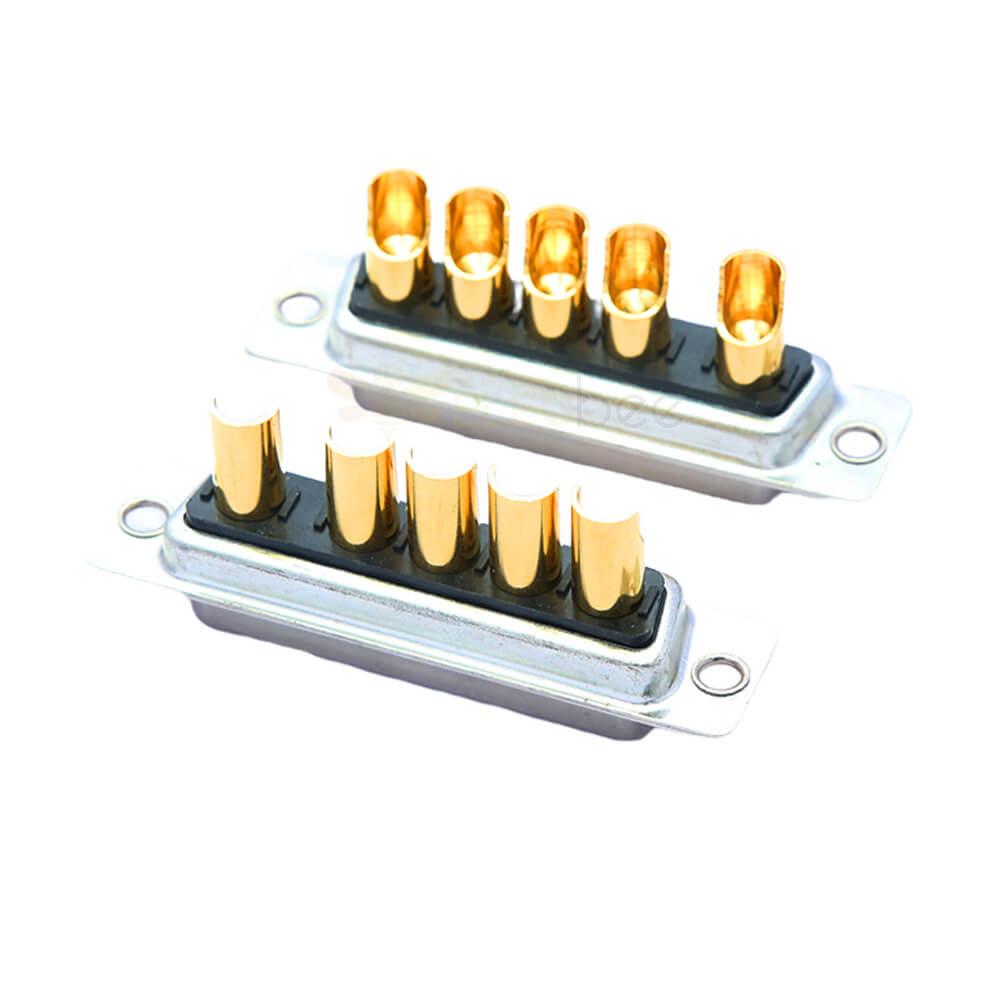 D-SUB 5W5 High Current Female Straight Solder Type 40A Gold Plated Solid Pin Single Hole 10A 20A 30A 40A