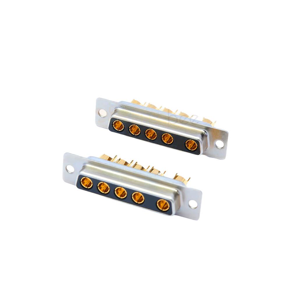 D-SUB 5W5 High Current Female Straight Solder Type 20A Gold Plated Solid Pin Single Hole 10A 20A 30A 40A