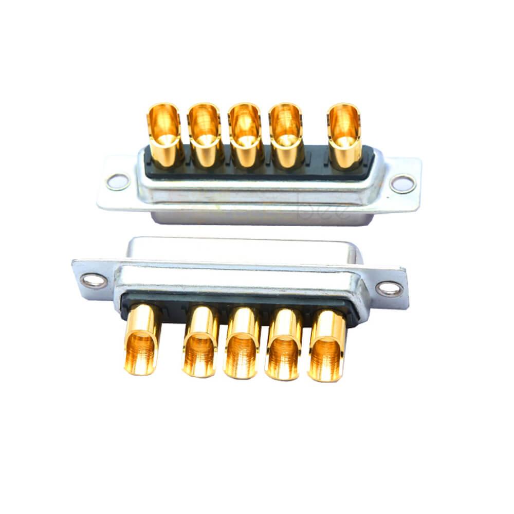 D-SUB 5W5 High Current Female Straight Solder Type 10A Gold Plated Solid Pin Single Hole 10A 20A 30A 40A