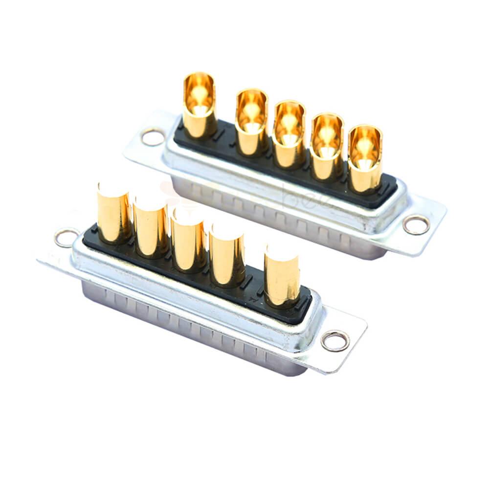D-SUB 5W5 High Current Male Straight Solder Type 40A Gold Plated Solid Pin Single Hole 10A 20A 30A 40A