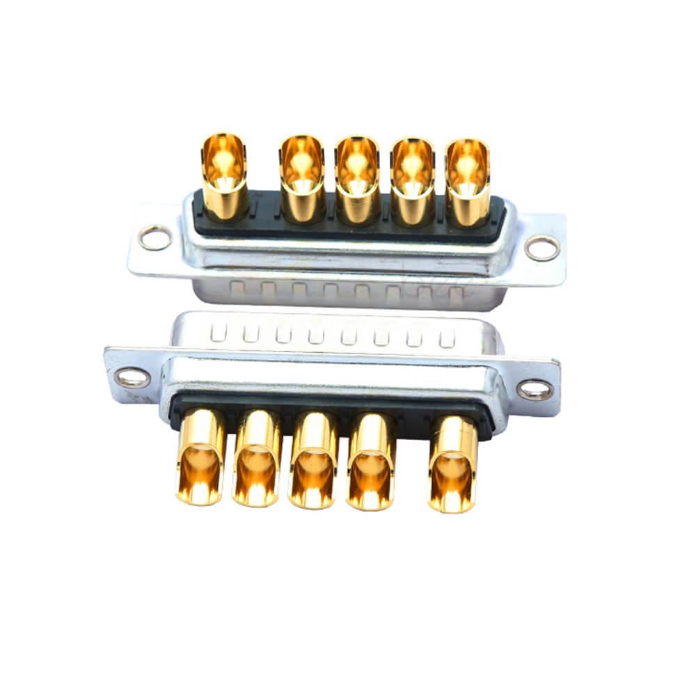 D-SUB 5W5 High Current Male Straight Solder Type 10A Gold Plated Solid Pin Single Hole 10A 20A 30A 40A