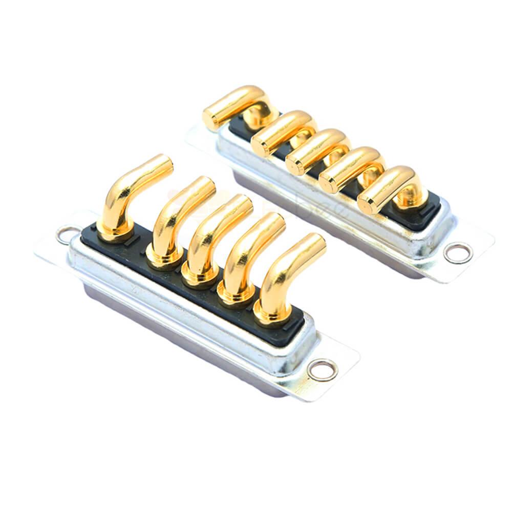 D-SUB 5W5 High Current Female Right Angled Through Hole 10A 20A 30A 40A Gold Plated Solid Pin Single Hole