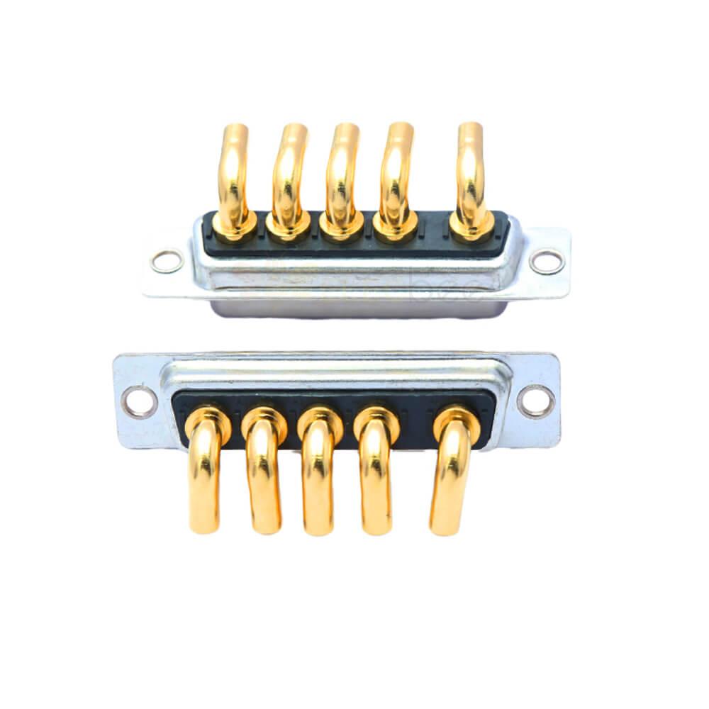 D-SUB 5W5 High Current Female Right Angled Through Hole 10A 20A 30A 40A Gold Plated Solid Pin Single Hole