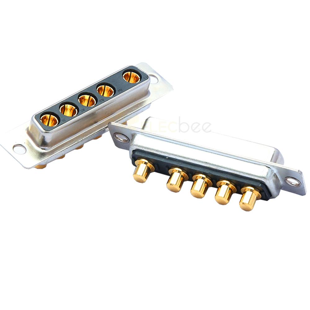D-SUB 5W5 High Current Female Straight Through Hole 10A 20A 30A 40A Gold Plated Solid Pin Single Hole