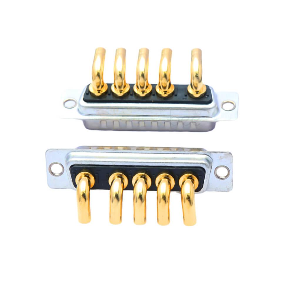 D-SUB 5W5 High Current Male Right Angled Through Hole 10A 20A 30A 40A Gold Plated Solid Pin Single Hole