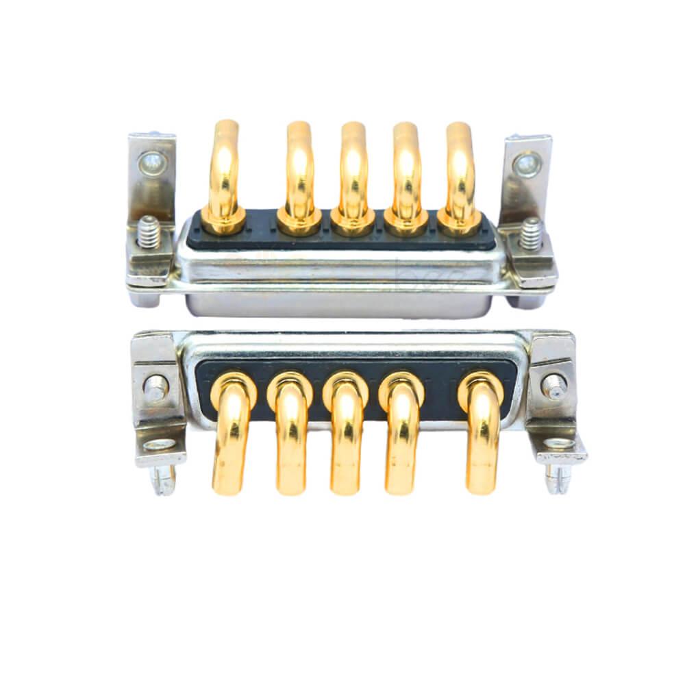 5W5 Hembra de alta corriente Agujero pasante D-SUB 10A 20A 30A 40A Pin sólido chapado en oro con soporte en ángulo recto