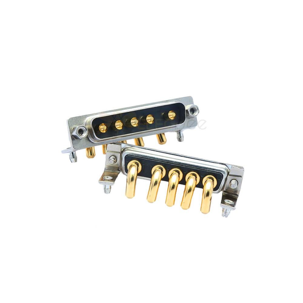 DB 5W5 90° High Current Male Through Hole 10A 20A 30A 40A Gold Plated Solid Pin with Bracket 10A