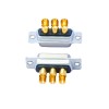 D-SUB 3W3 High Current Female Straight Solder Type 10A Gold Plated Solid Pin Single Hole