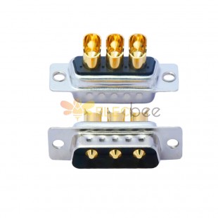 D-SUB 3W3 High Current Male Straight Solder Type 10A Gold Plated Solid Pin Single Hole