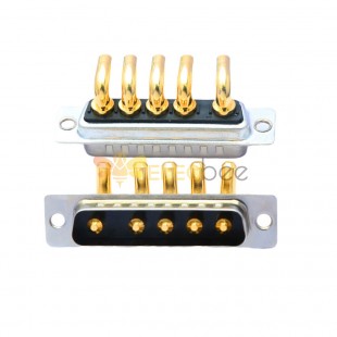 D-SUB 5W5 High Current Male Right Angled Through Hole 10A 20A 30A 40A Gold Plated Solid Pin Single Hole 10A