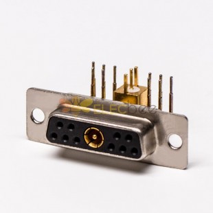 D SUB Coaxial Conector 11W1 Direito Angular Solder Tipo Receptáculo Para PCB Montagem
