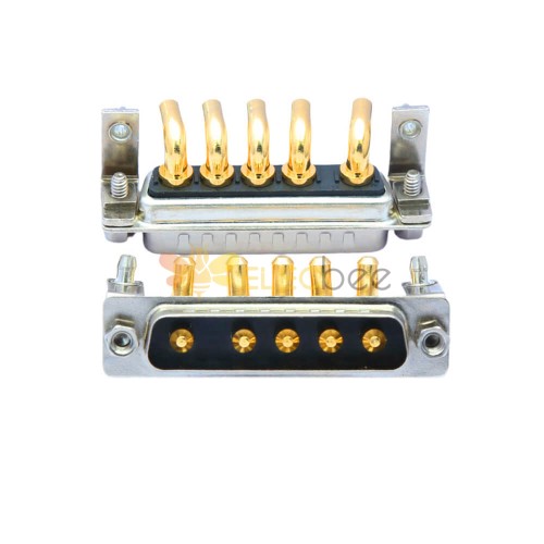 DB 5W5 90° High Current Male Through Hole 10A 20A 30A 40A Gold Plated Solid Pin with Bracket 30A