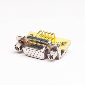 Conector HD D SUB Fêmea de 15 pinos em ângulo reto para montagem em PCB 20 peças