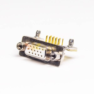 PCB Montaj için 15 Pin Kadın HD D SUB Konnektör Sağ Açılı Delik