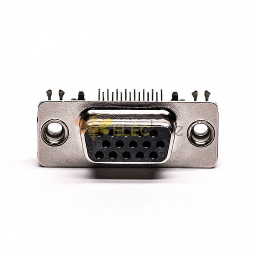 15 Pin HD D-sub Jack Right Angled Though Hole Black staking type 20pcs