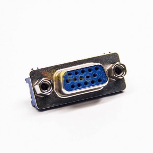 d-sub 15芯母頭彎式穿孔接PCB板藍色膠芯帶鉚鎖 20pcs