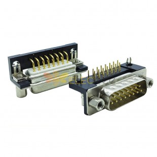 D SUB 15-poliger Stecker rechtwinkliger Stecker Durchgangsloch 15-poliger serieller RS232-Anschluss 2 Reihen Bur