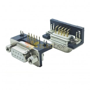 D SUB 9Pin Connector Right Angled Female Through Hole 9pin RS232 Serial Port 2 Rows Bur 