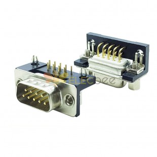 D SUB Conector de 9 pinos macho em ângulo reto através do orifício 9 pinos porta serial RS232 2 fileiras Bur