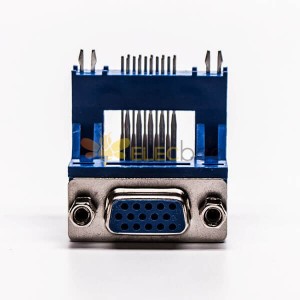 d sub連接器15針母頭彎式高架帶點雙加強筋鉚鎖藍色膠芯 20pcs