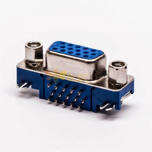 Normal Grandpa Duplication DB 15 90° Degree High Density Female Blue Though Hole for PCB Mount