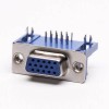 db15母頭連接器H 8.89彎式藍色膠芯焊板鉚鎖不帶螺絲 20pcs