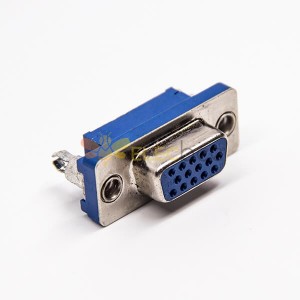 15針d-sub接口母頭180度連接器藍色膠芯插PCB板