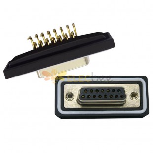 D SUB 15Pin Connector Right Angled Female Through Hole Serial Port 15Pin Waterproof Bur Solid pin 