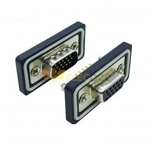 D SUB 15Pin Connector Straight Male Female Through Hole Serial Port 15Pin Waterproof 3 Row Solid pin 