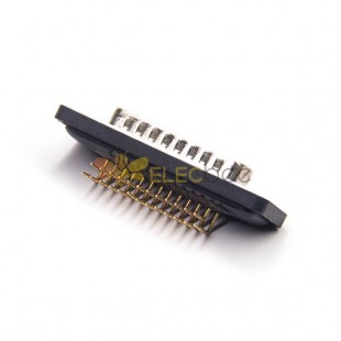 Conector D sub 25 pinos padrão IP67 tipo 2 fileiras através do orifício montagem em painel 20 peças