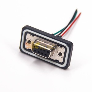 Solder impermeável 9 Pin d tipo conector feminino