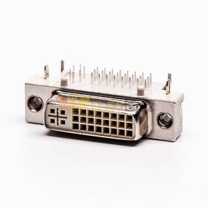 24+5 DVI Female Connector R/A White for PCB Mount