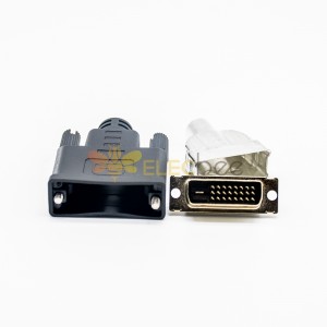 Conector DVI Macho 24+1 Cable de soldadura recto Carcasa de plástico con carcasa de metal blindado