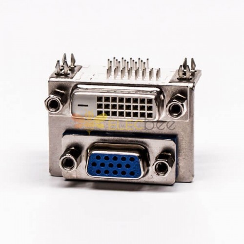 DVI DVI DVI 24,1 25 Pin Femminile a VGA 15 Pin Connettore Femminile Angolato per Montaggio PCB